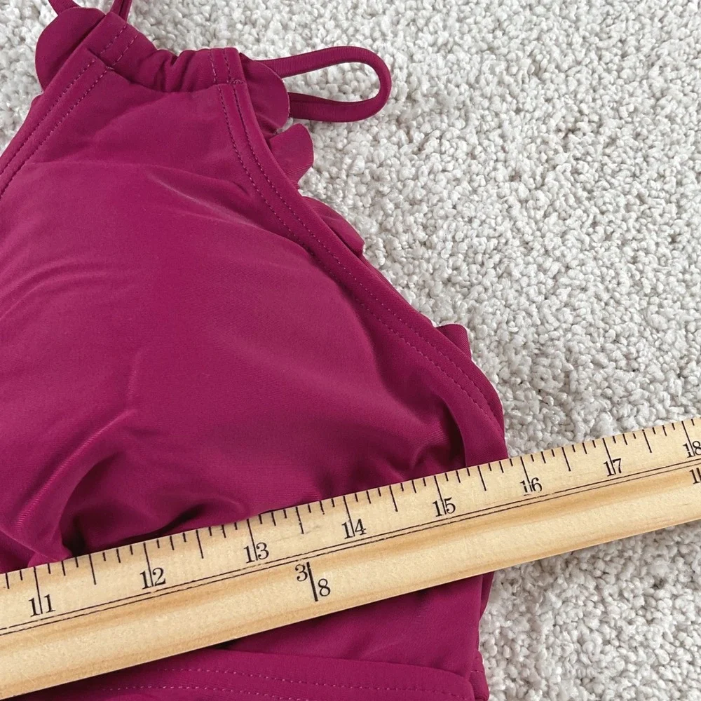 Charmo Womens Maternity One Piece Swimsuit Plum Scalloped Ruched‎ UPF 50+ Size M